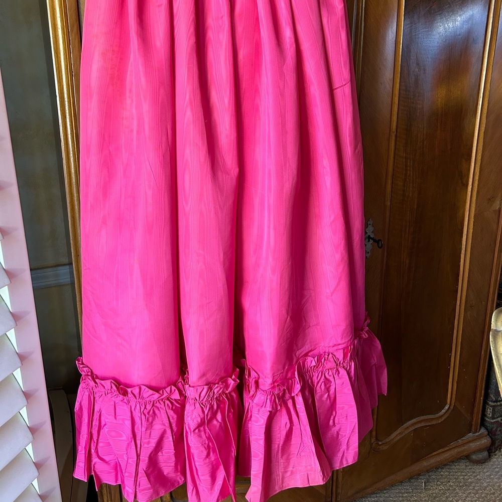 Pink taffeta skirt & top party set sz M ruffles all around
